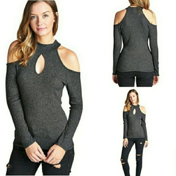 🆕 Wool Cold Shoulder Top - Picture 2 of 2